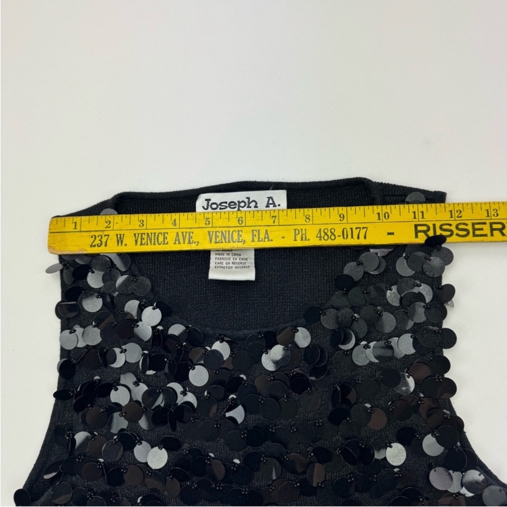 VTG Y2K Joseph A Silk Blend Jumbo Sequin Embellished Fitted Tank Top small - Picture 12 of 13